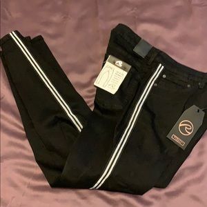 Request Premium Size 36 /32 Black Jeans with Gray Stripes Skinny hip to ankle